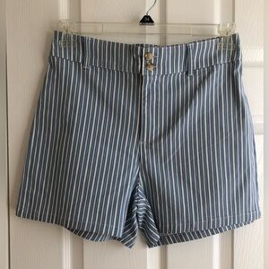 Bagatelle Blue and White Striped Women's Shorts